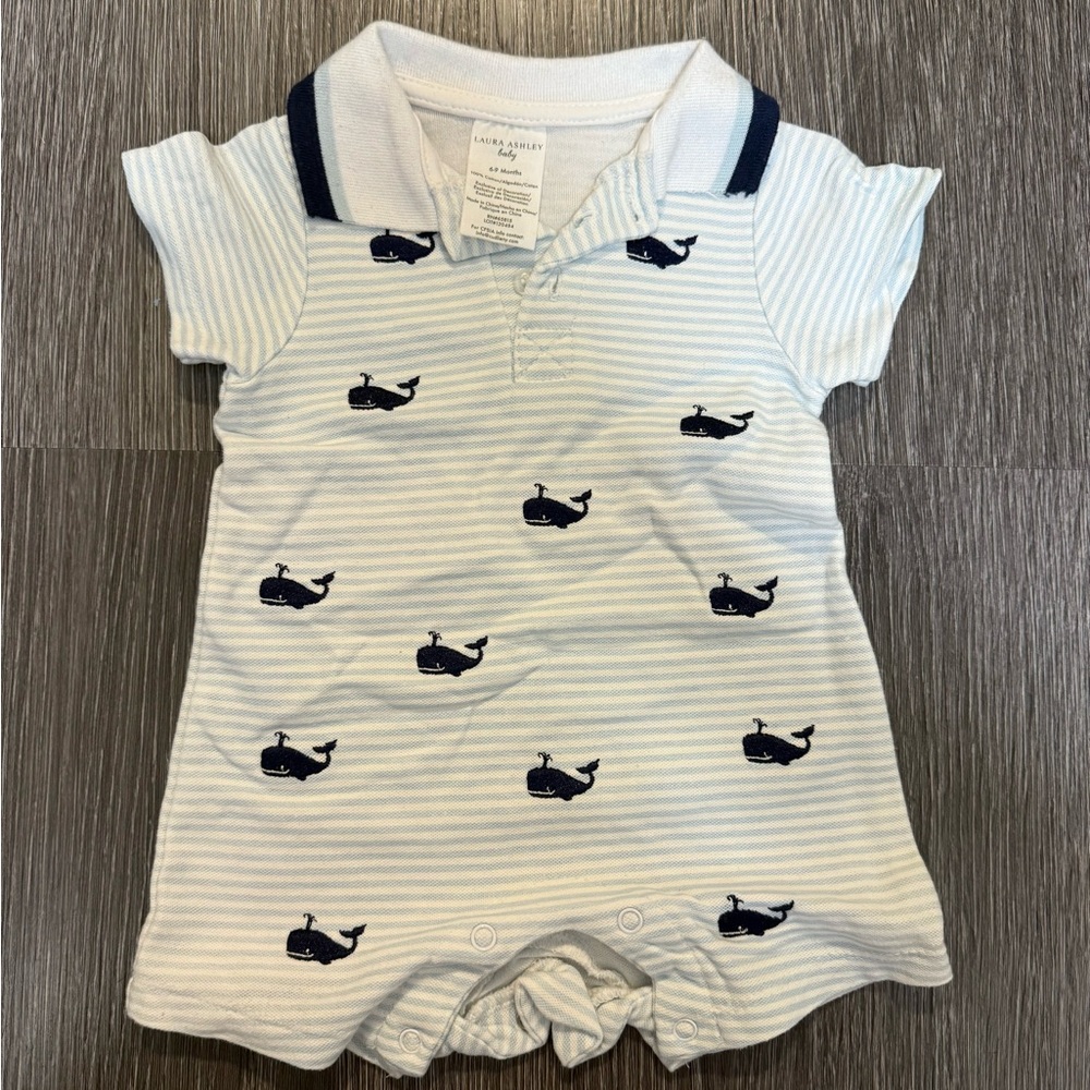 Laura Ashley baby boy whale romper